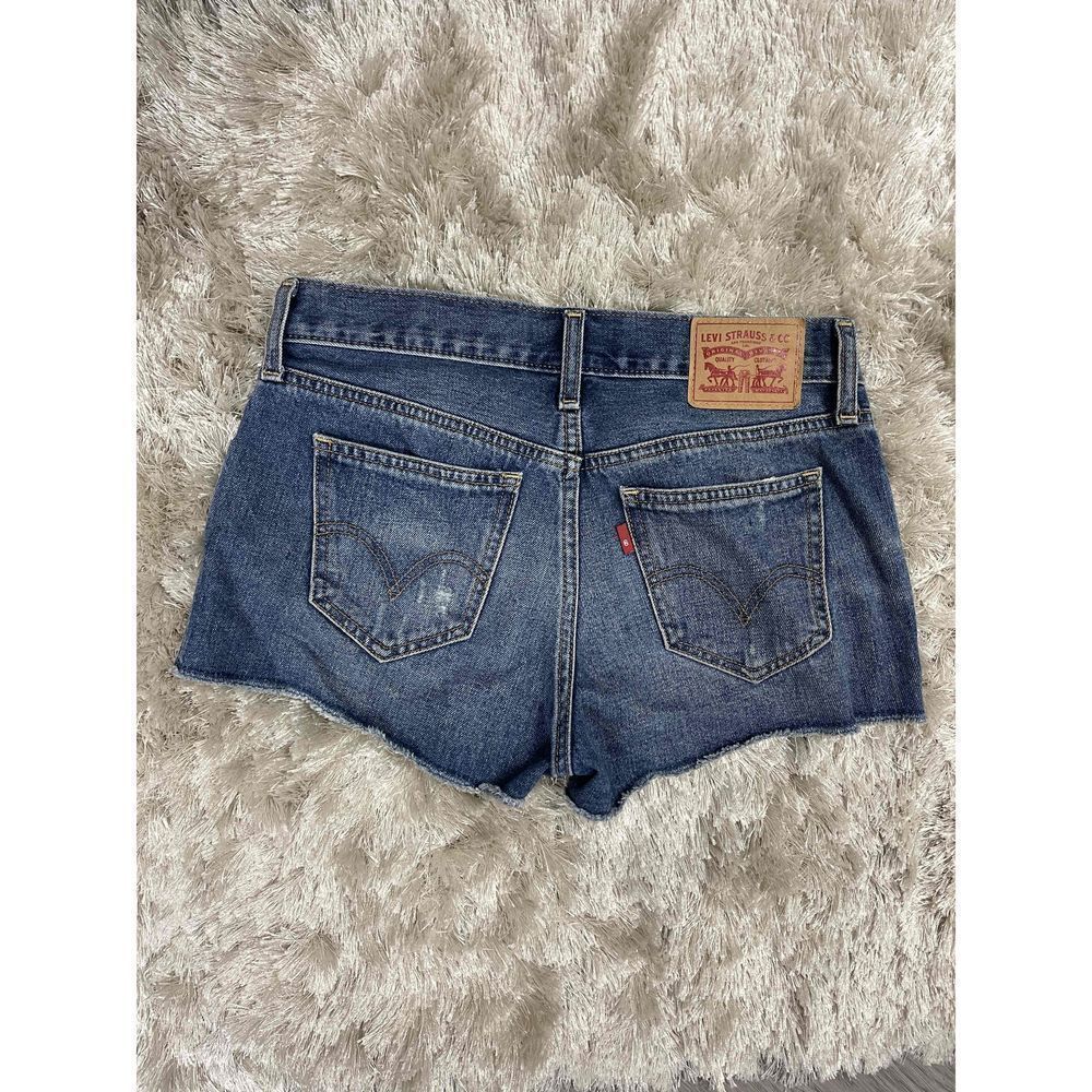Levi's Womens Blue Denim Button Fly Raw Hem Cutoff Shorts Size 25